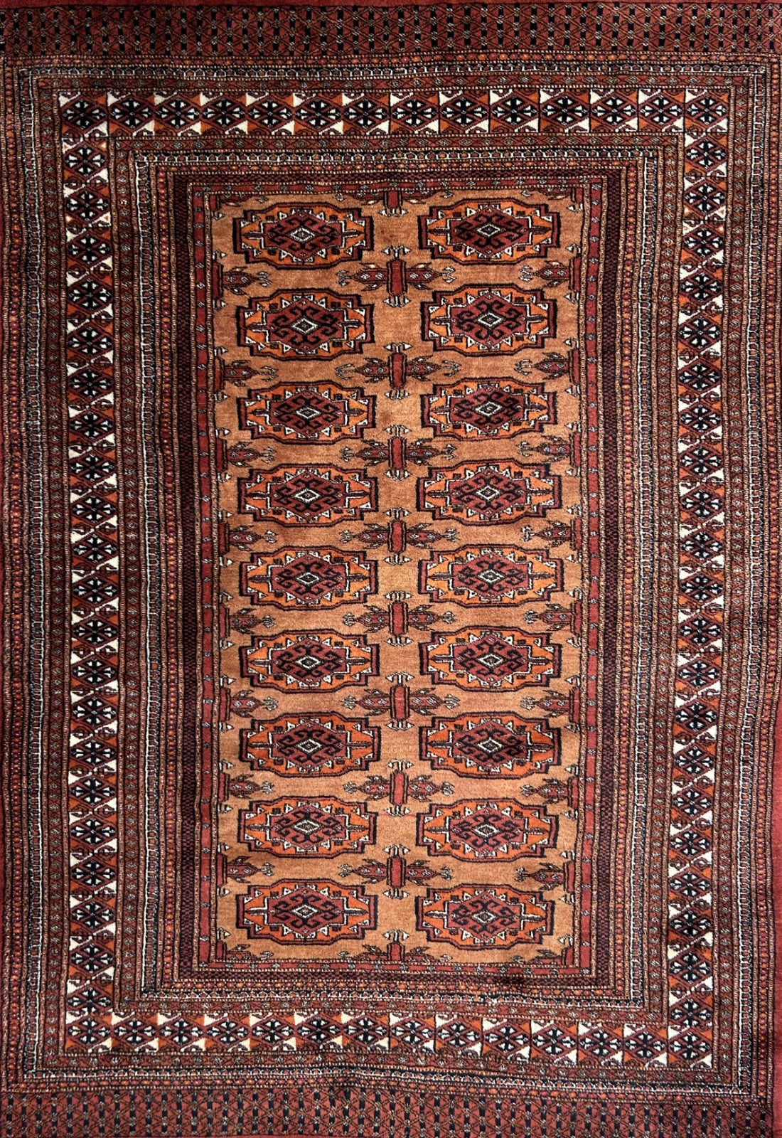 4'2"x6' Hand-Knotted 100% Wool Bokhara Area Rug - Carpet