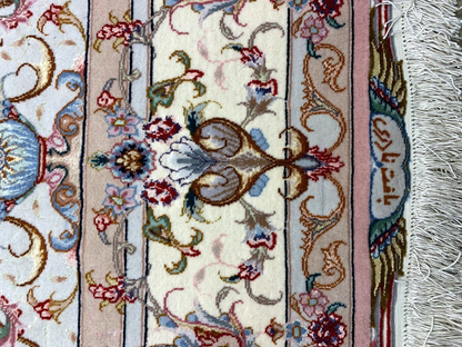 5'x7'2" Very Fine Hand-Knotted Wool & Silk Blend Tabrize Carpet - Area Rug