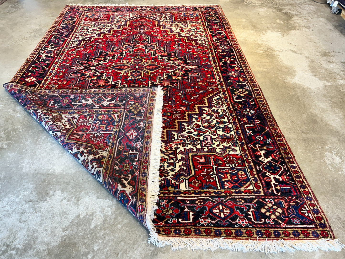 7'8"x11'5" Hand-Knotted 100% Wool Pile Herize Rug