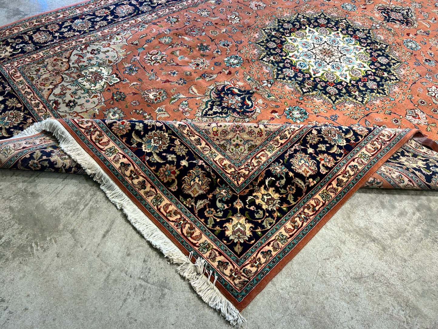 6'9"x10'2" Fine Hand-Knotted Wool & Silk Blend Tabrize Carpet - Area Rug