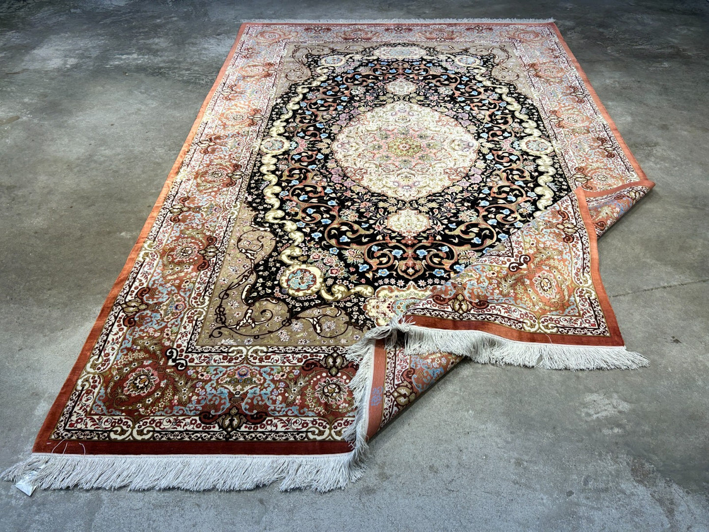 6'6"x9'6" Exquisite Extra-Fine Hand-Knotted 100% Silk Qume Carpet - Area Rug