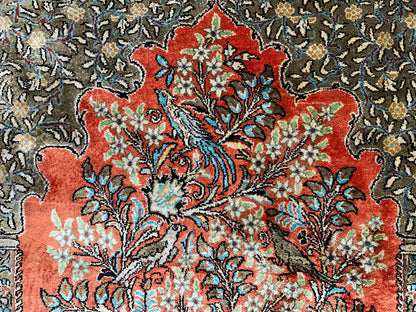 3'3"x5'7" Exquisite Fine Hand-Knotted 100% Silk Tree of Life Area Rug