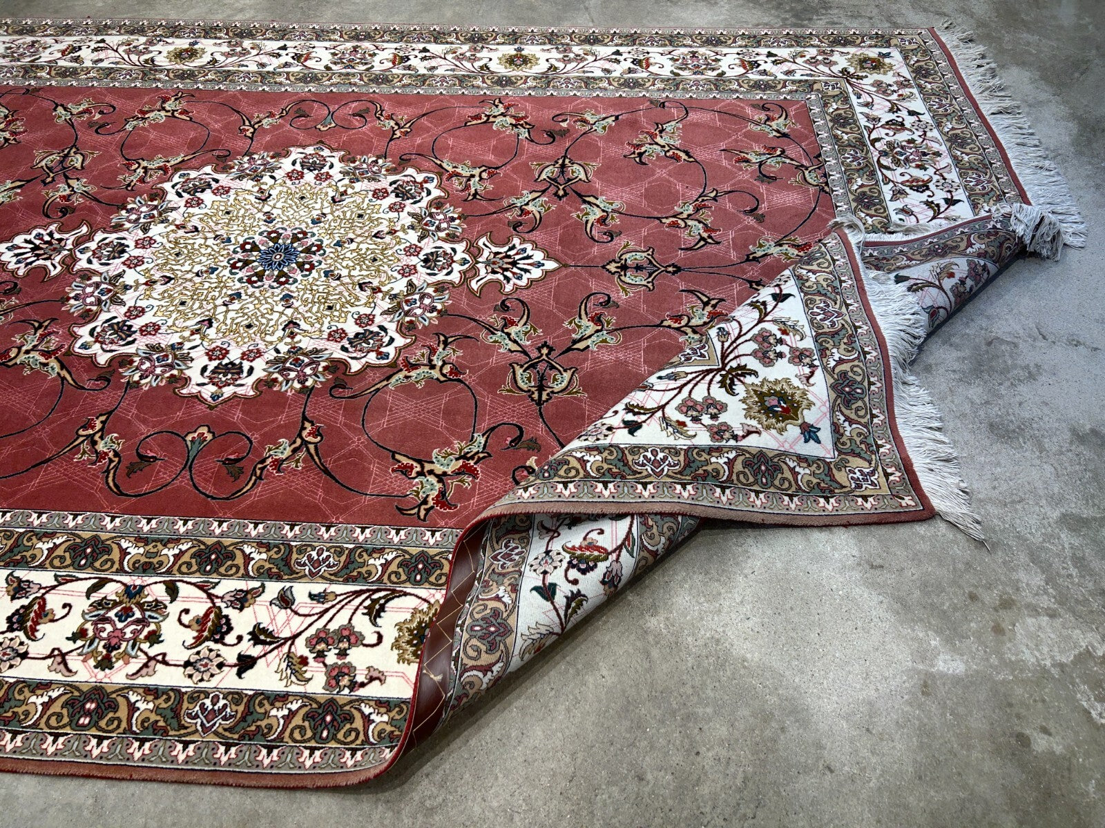 6'8"x10'4" Fine Hand-Knotted Wool & Silk Tabrize Rug - Area Carpet