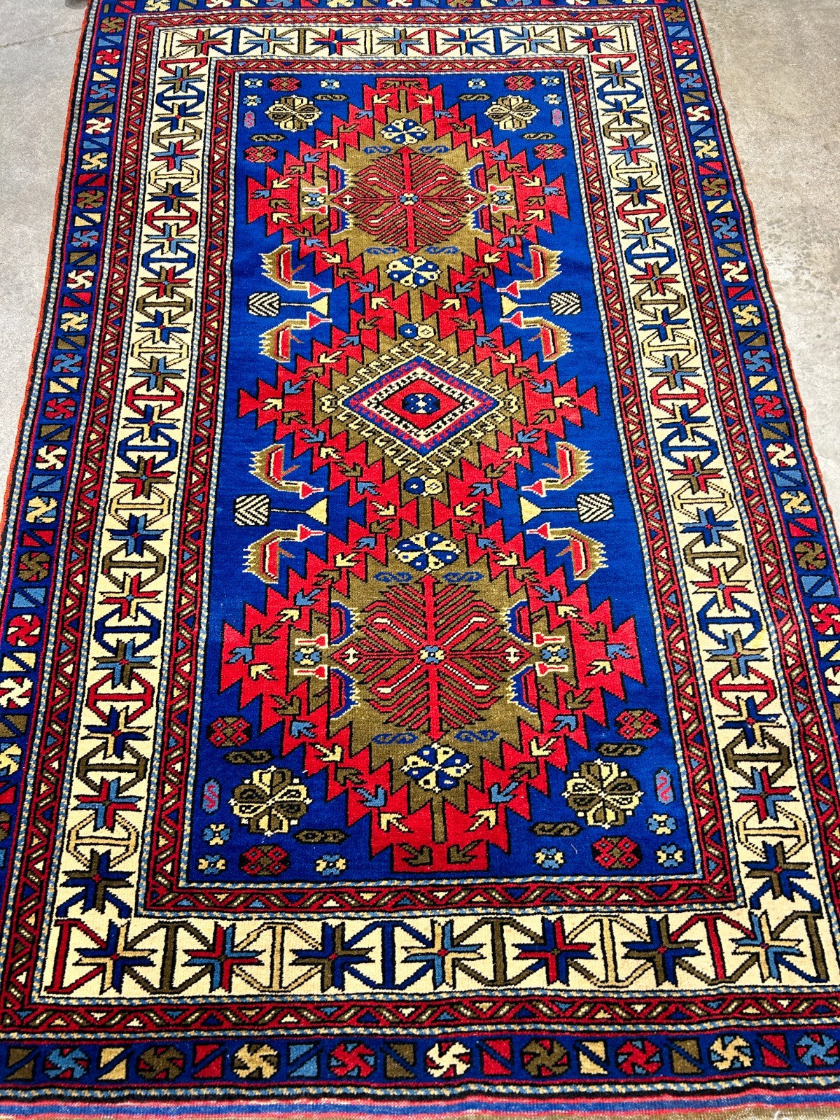 3'6"x5'9" Hand-Knotted 100% Wool Pile Yalamehe Rug