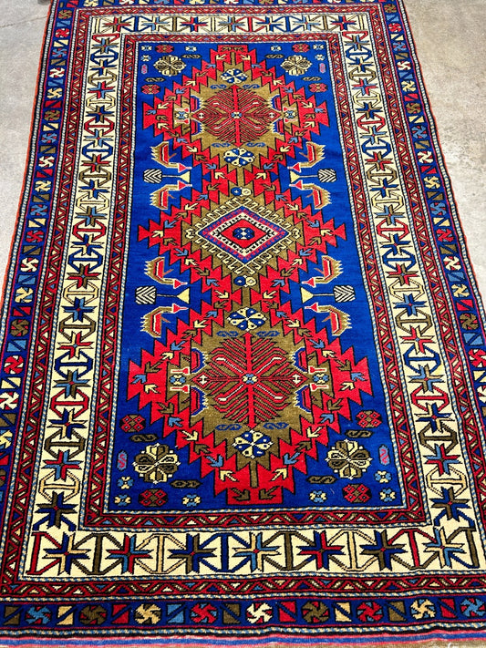 3'6"x5'9" Hand-Knotted 100% Wool Pile Yalamehe Rug