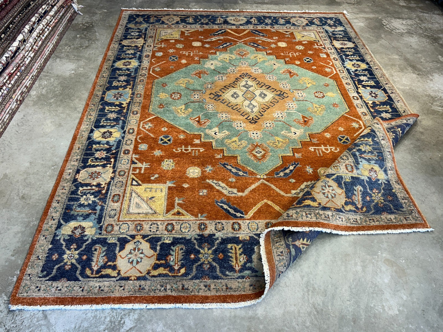 9'2"x11'11" Hand-Knotted 100%  Wool Pile IndoSerapi Rug