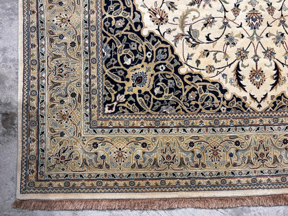 8'1"x12'1" Very Fine Hand-Knotted 100% Wool India Naine Rug - Area Carpet