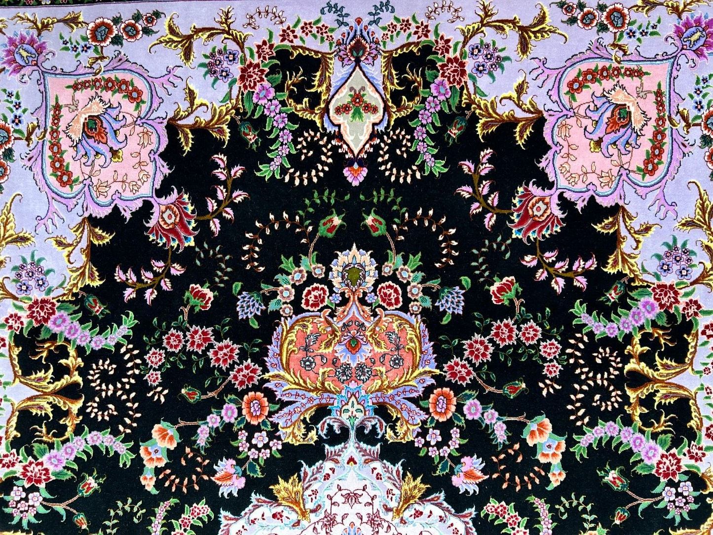 6'8"x10' Extra-Fine Hand-Knotted Wool & Silk Blend Tabrize Carpet - Area Rug