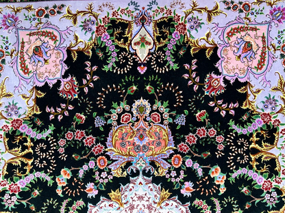 6'8"x10' Extra-Fine Hand-Knotted Wool & Silk Blend Tabrize Carpet - Area Rug