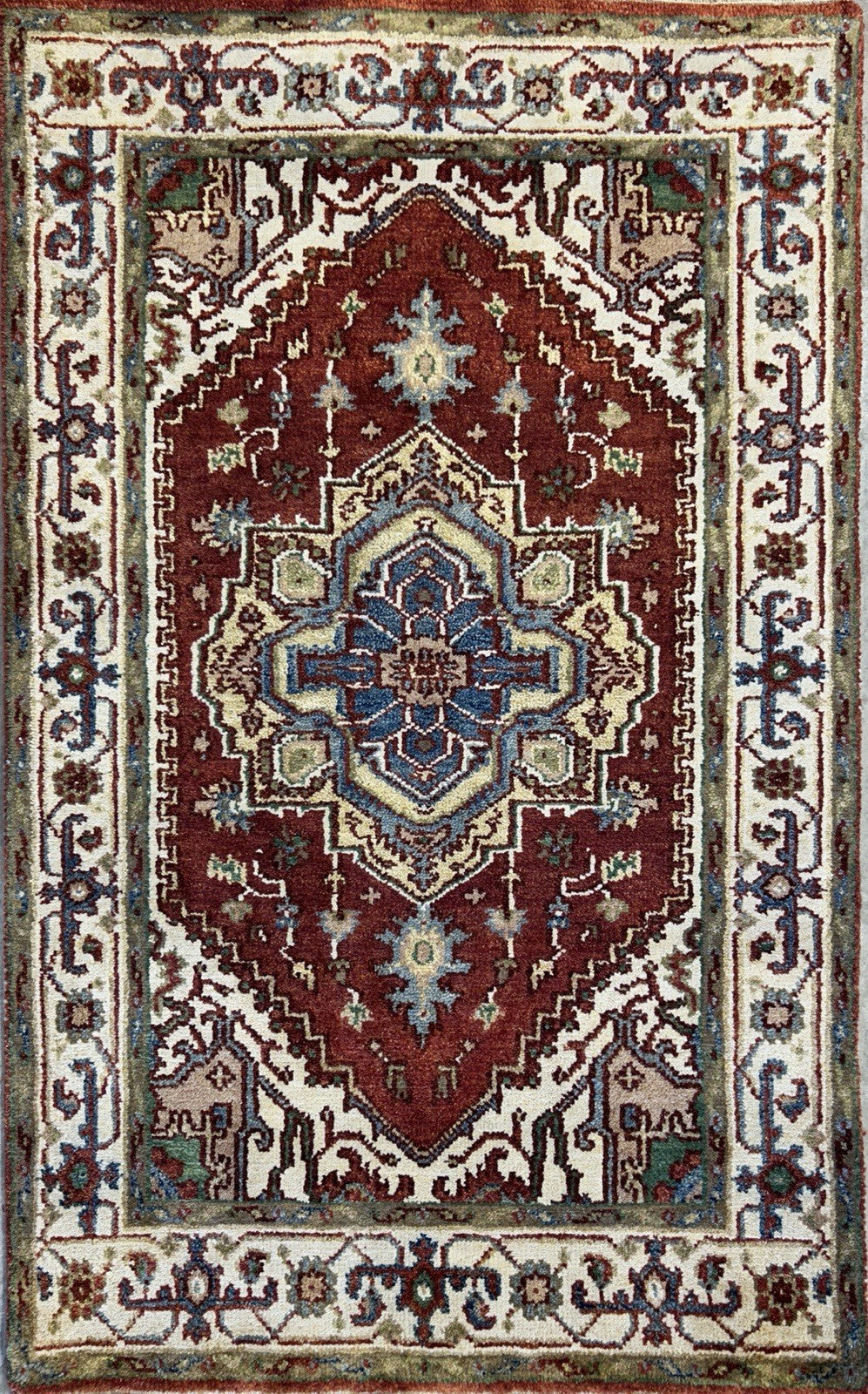 3’x4’11” Hand-Knotted 100% Wool Indoserapi Area Rug - Carpet