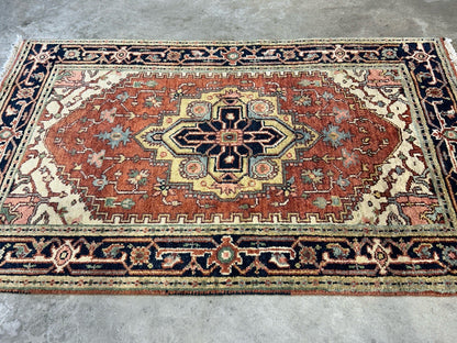 3’x5’1” Hand-Knotted 100% Wool Indoserapi Area Rug - Carpet