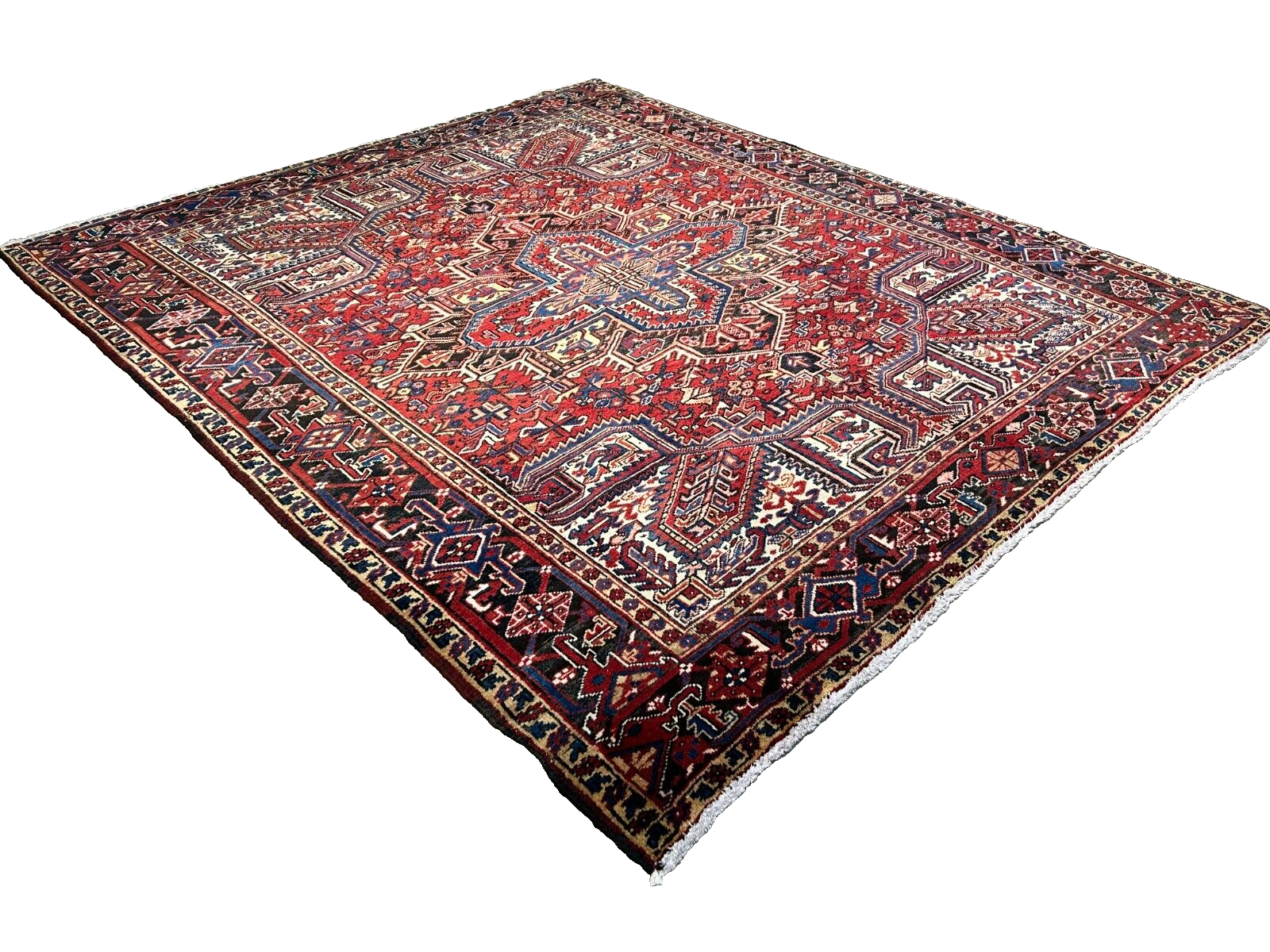 7'9"x9'1" Hand-Knotted 100% Wool Herize Carpet - Area Rug - Square Shaped
