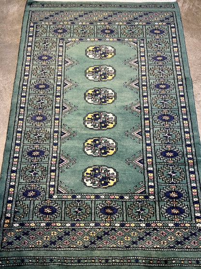 2'8"x4'1" Hand-Knotted 100% Wool Pile Bokhara Rug