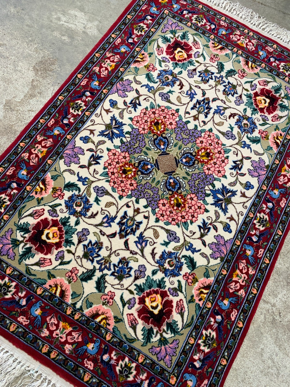 2'3"x3'6" Extra-Fine Hand-Knotted Wool & Silk Isfahane Rug