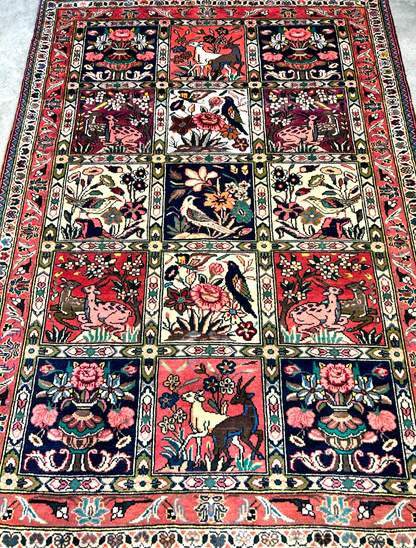 3'5"x4'10" Hand-Knotted 100% Lamb Wool Bakhtiarie Carpet - Area Rug