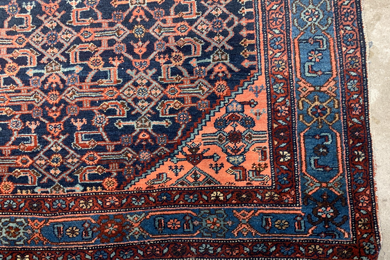  4'9"x6'8" Antique Pre-1900 Geometric Malayer Area Rug Hand-knotted Carpet