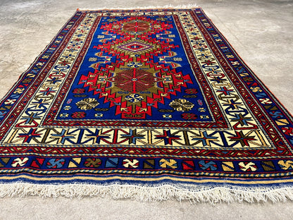 3'6"x5'9" Hand-Knotted 100% Wool Pile Yalamehe Rug
