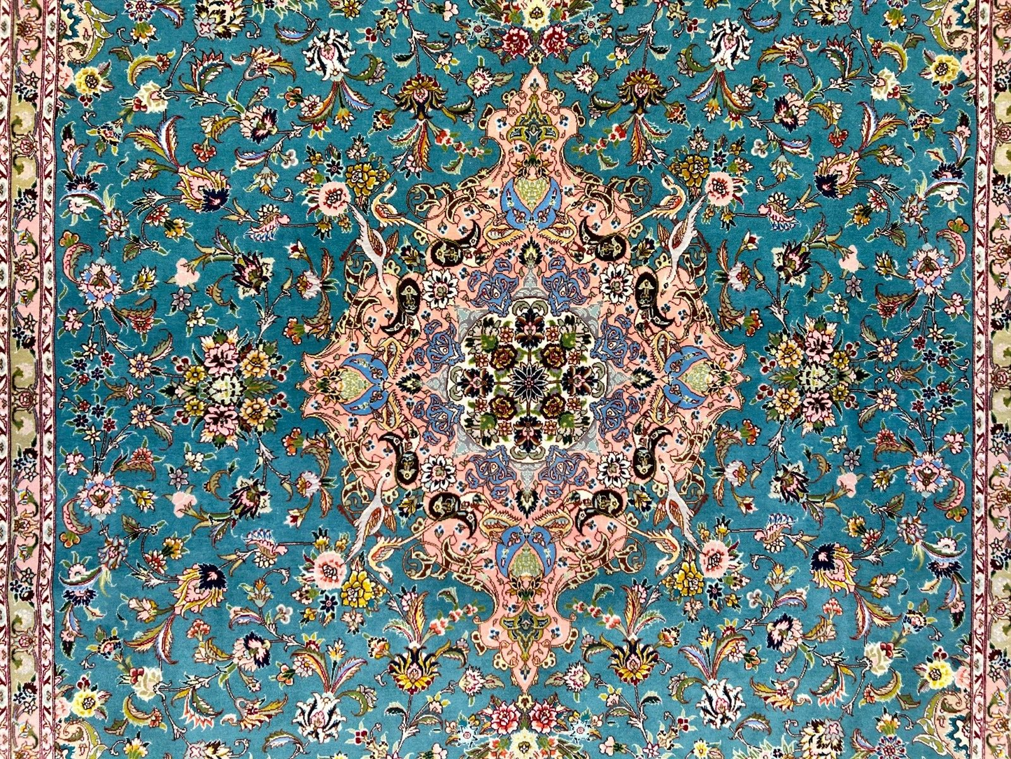 5'9"x9'5" Extra-Fine Hand-Knotted Wool & Silk Blend Tabrize Carpet - Area Rug