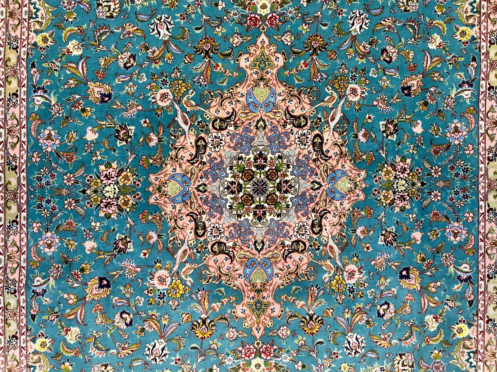 5'9"x9'5" Extra-Fine Hand-Knotted Wool & Silk Blend Tabrize Carpet - Area Rug