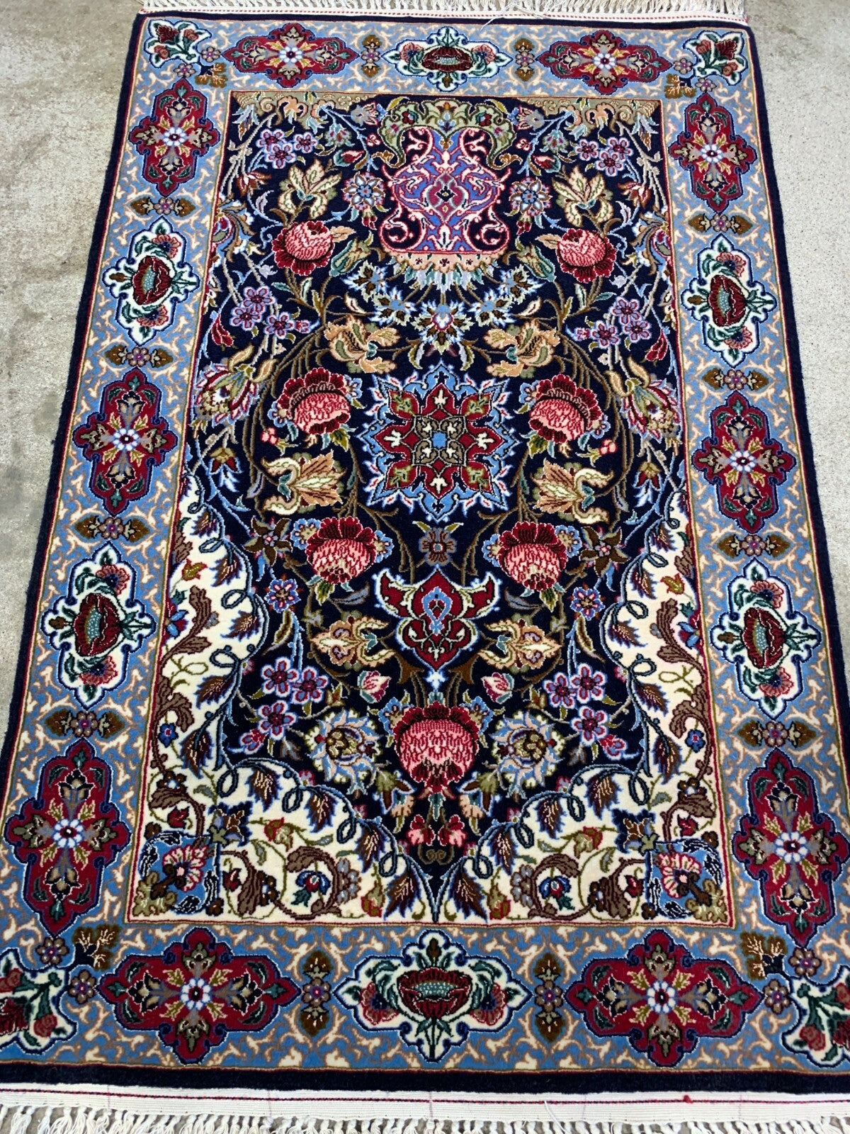 2'3"x3'6" Hand-Knotted Silk & Wool Esfahane Carpet - Area Rug