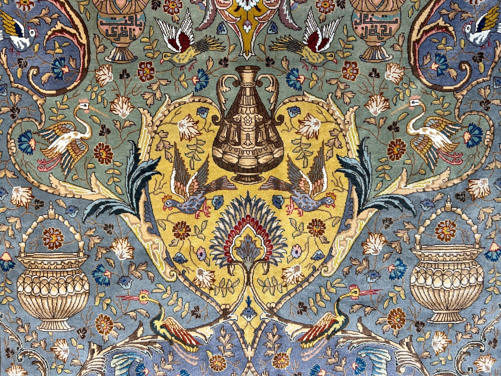 Exquisite 5'10"x8'3" Hand-Knotted Wool & Silk Blend Tabrize Carpet - Area Rug