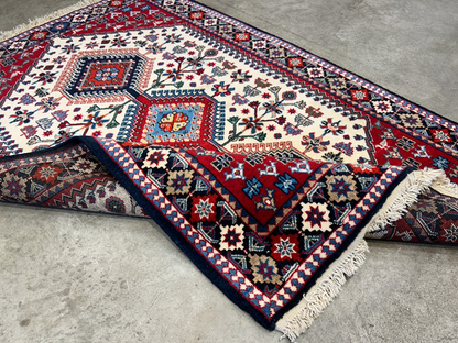 3'5"x5' Hand-Knotted 100% Wool Pile Yalamehe Rug