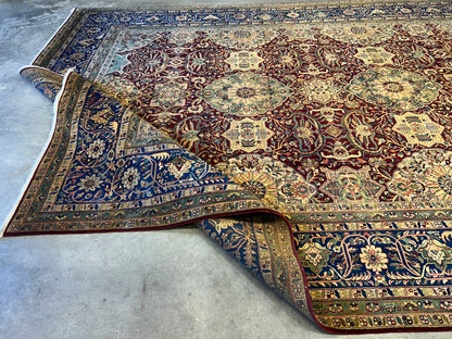 9'1"x12'3" Very Fine Hand-Knotted 100% Fine Wool Pile IndoTabriz Rug