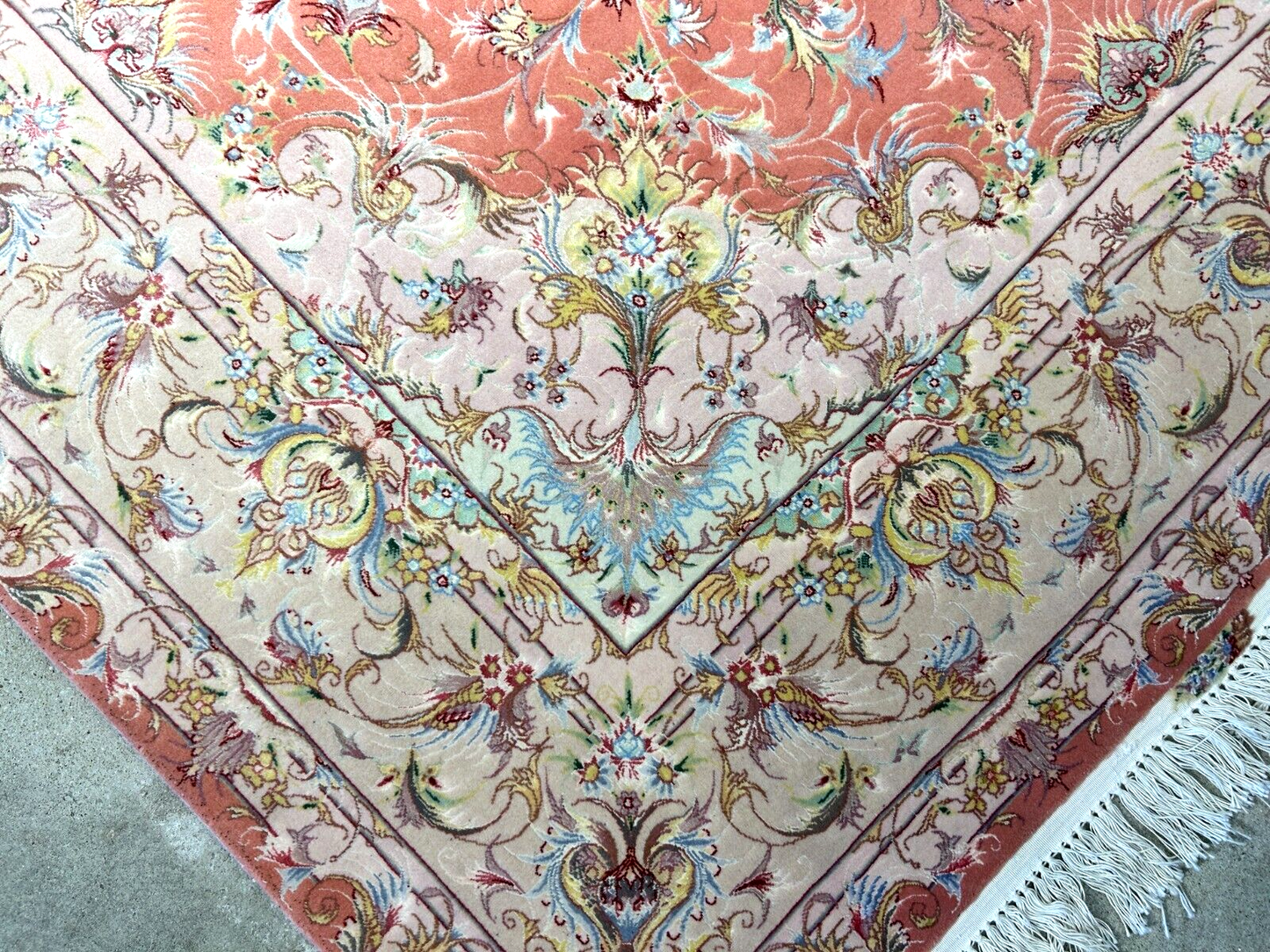 6'7"x9'9" Fine Hand-Knotted Wool & Silk Blend Tabrize Carpet - Area Rug