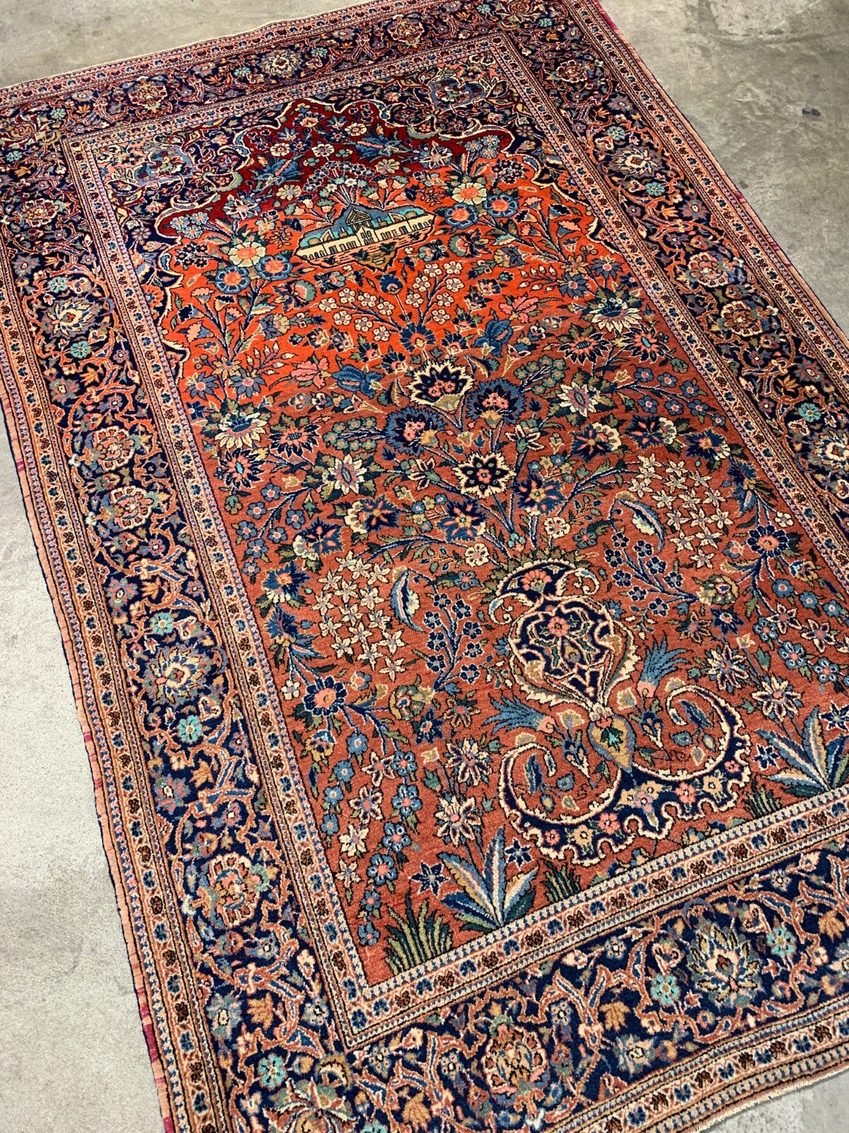 Collector Item -  4'5" x 6'8'' Antique Hand-Knotted 100% Wool Kashane Rug