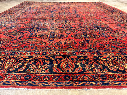 9'2"x11'4" Antique Fine Lamb Wool Sarouke Mohajeran Rug Hand-knotted Carpet