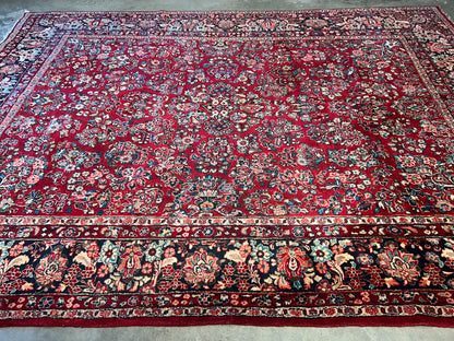 8'10"x12'2" Antique Fine Lamb Wool Sarouke Rug Hand-knotted Carpet