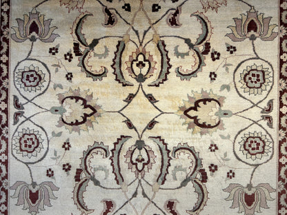 7'1"x9'1" Hand-Knotted 100% Wool Pile Indian Arut Carpet - Area Rug