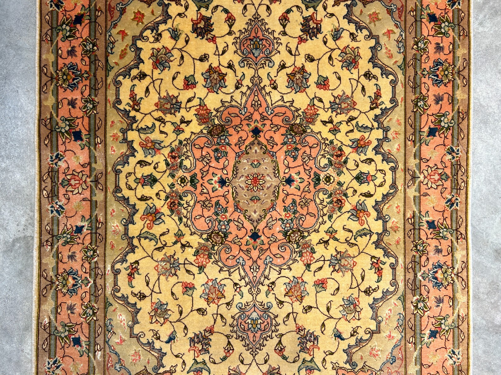 3'4"x6' Very Fine Hand-Knotted Wool & Silk Tabrize Rug