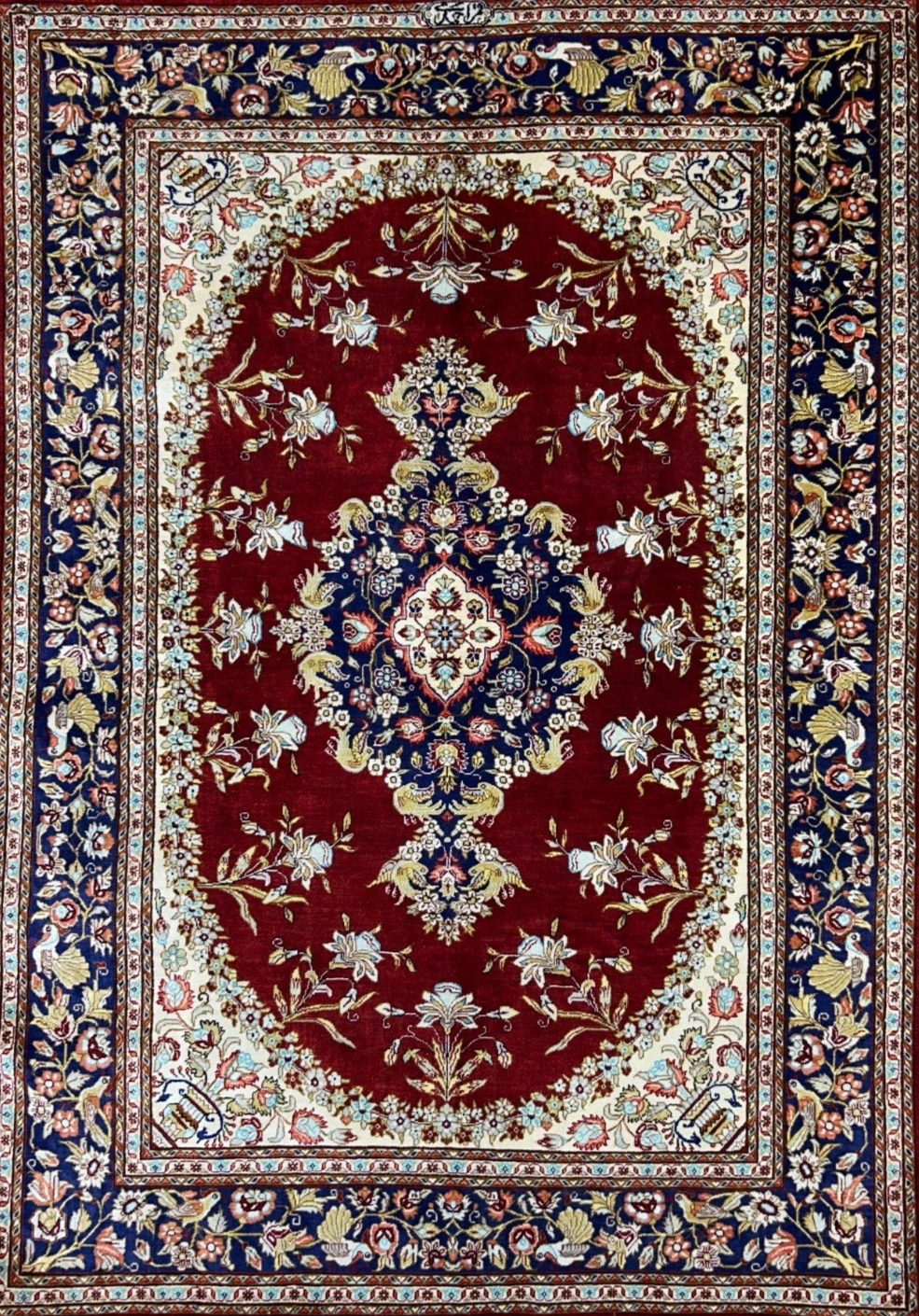 3'3"x5' Exquisite Fine Hand-Knotted 100% Silk Qume Area Rug
