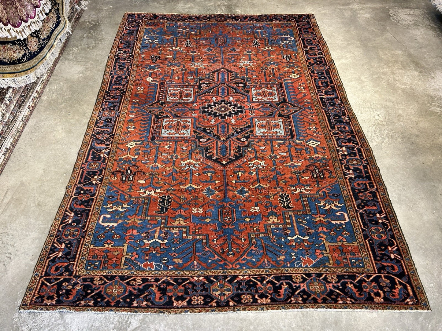 Collector Item- 7’9”x11’5” Antique Hand-Knotted 100% Wool Pile Serapie Area Rug