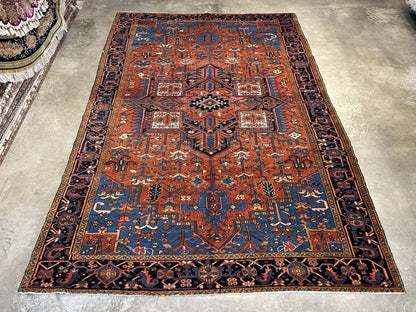 Collector Item- 7’9”x11’5” Antique Hand-Knotted 100% Wool Pile Serapie Area Rug