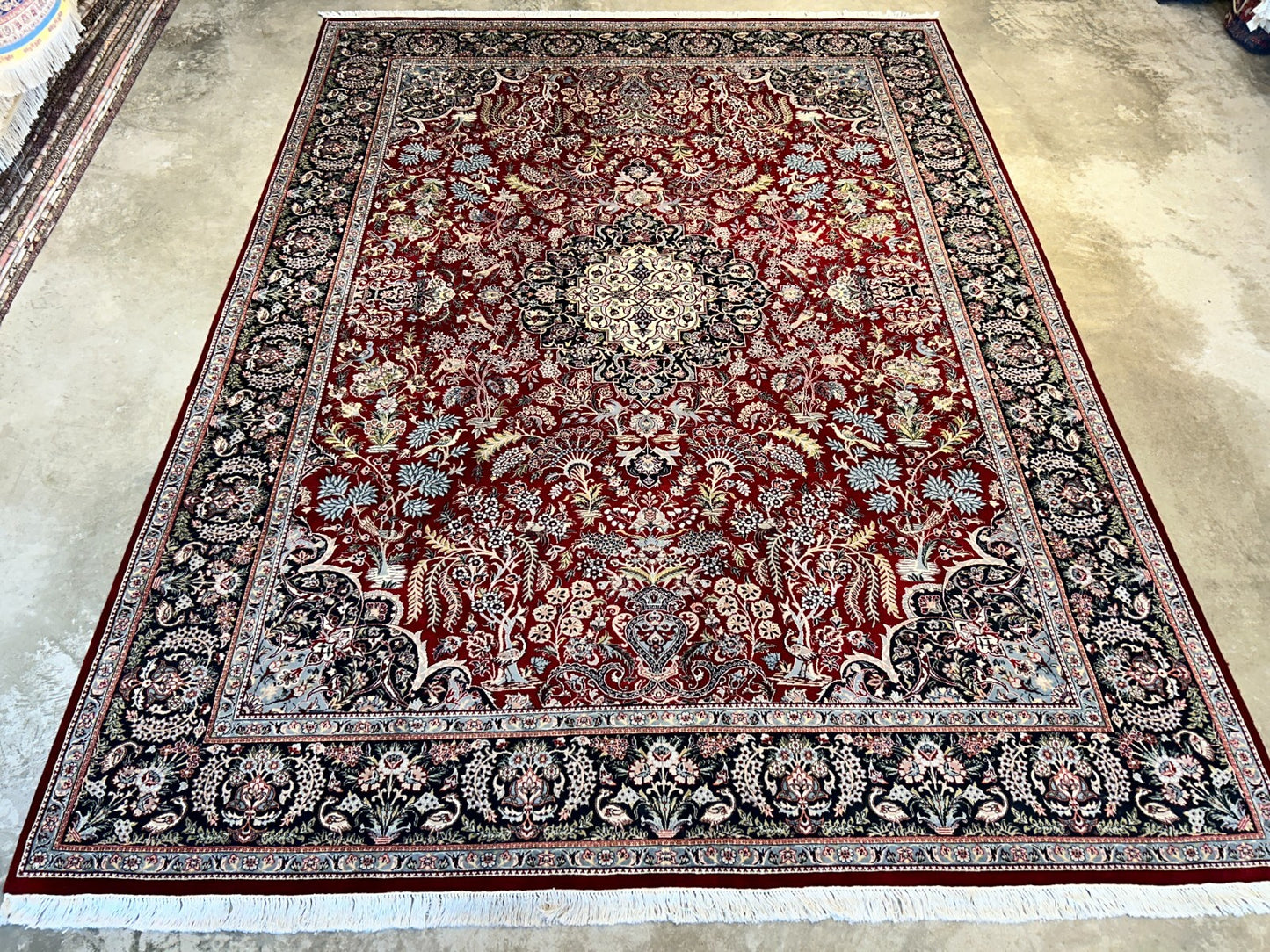 9'1"x12'4" Hand-Knotted 100% Wool Pile Oriental Rug
