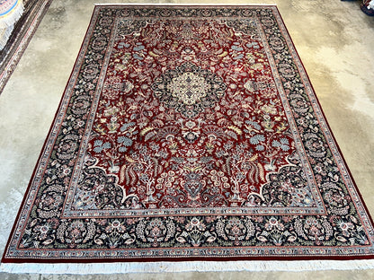 9'1"x12'4" Hand-Knotted 100% Wool Pile Oriental Rug