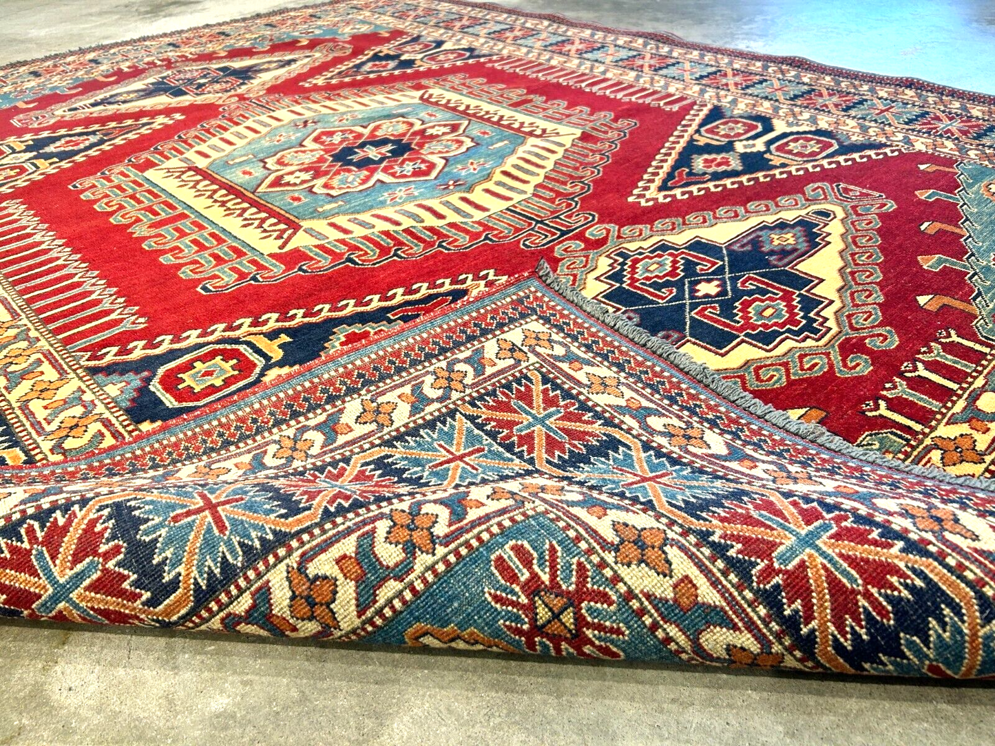 6'3"x7'10" Hand-Knotted 100% Wool Carpet - Fine Kazak Area Rug
