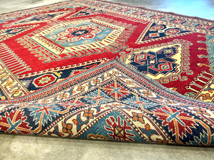 6'3"x7'10" Hand-Knotted 100% Wool Carpet - Fine Kazak Area Rug
