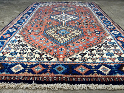 3'2"x5' Hand-Knotted 100% Wool Pile Yalamehe Rug