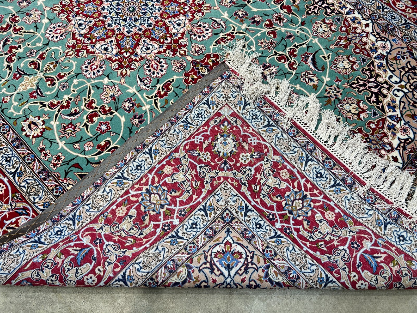 6'9"x10' Extra-Fine Hand-Knotted Wool & Silk Blend Isfahane Area Rug - Signed