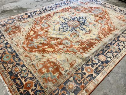 9'x12' Hand-Knotted 100% Lamb Wool Serapie Design Carpet - Area Rug