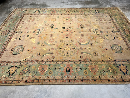 9'x12' Hand-Knotted 100% Wool Pile Hamadane Design Carpet - Area Rug