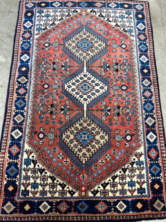 3'2"x5' Hand-Knotted 100% Wool Pile Yalamehe Rug