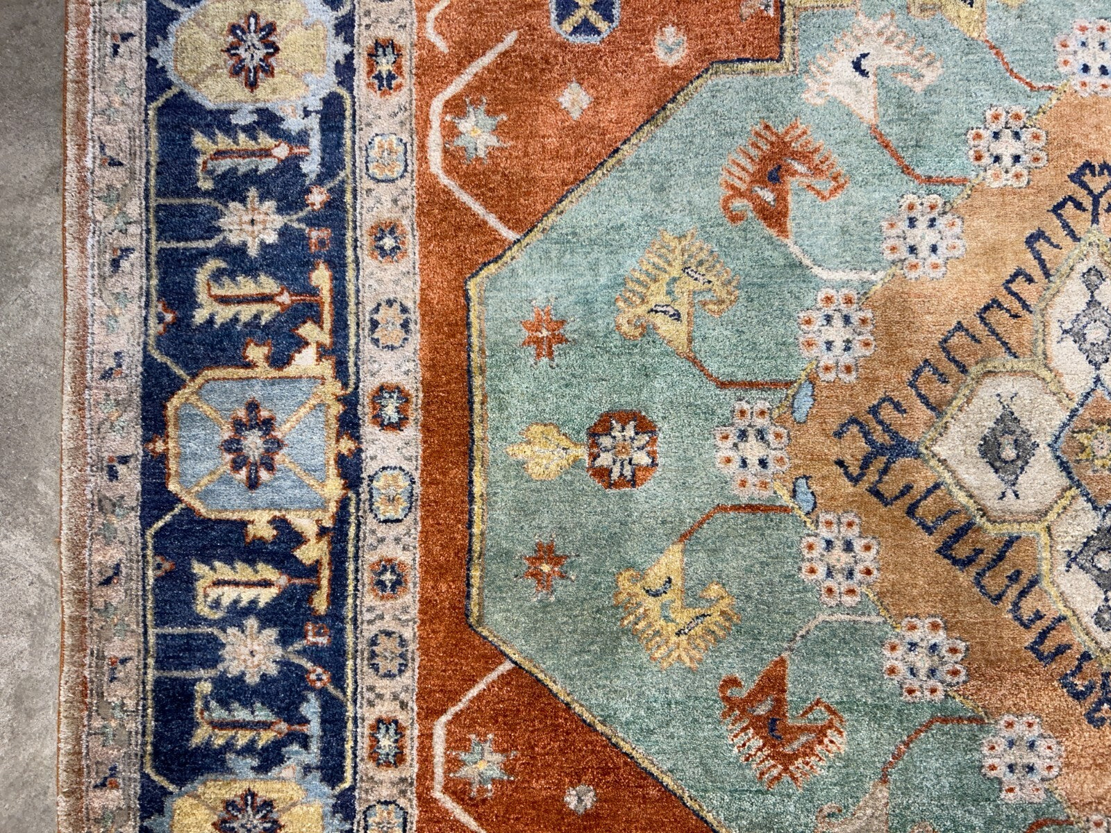 9'2"x11'11" Hand-Knotted 100%  Wool Pile IndoSerapi Rug