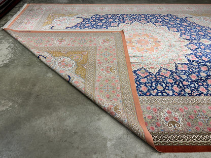 9'11"x13'6" Exquisite Signed Hand-Knotted 100% Silk Qume Rug