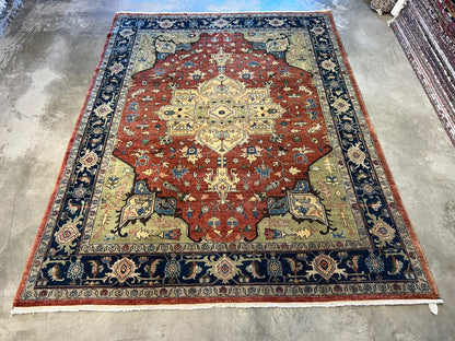 7'3"x10'3" Fine Hand-Knotted 100% Wool Pile IndoHeriz Rug