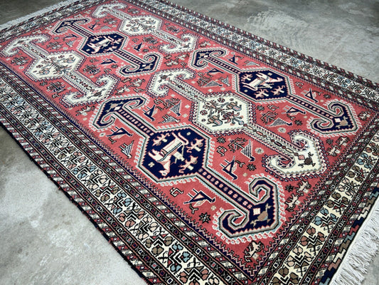 6'2"x9'0" Hand-Knotted 100% Wool Pile Indian Serapi Carpet - Area Rug