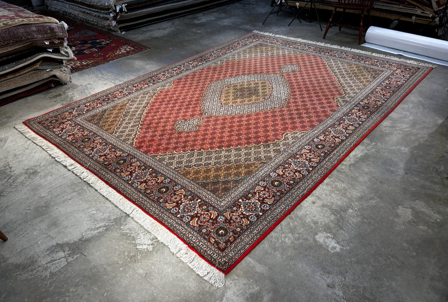 8'3"x11'3" Hand-Knotted Silk & Wool Tabrize Fish Style Area Rug